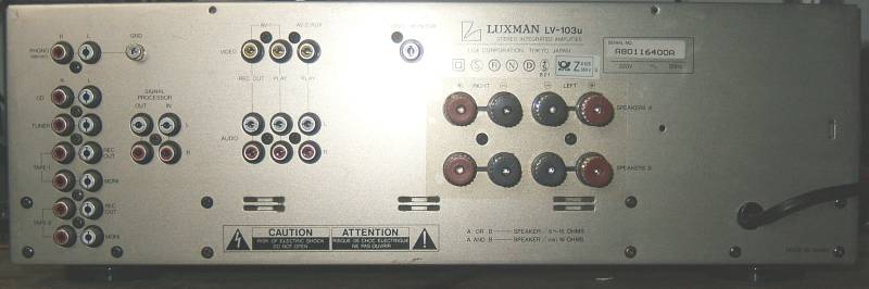 Luxman LV103U, arrière
