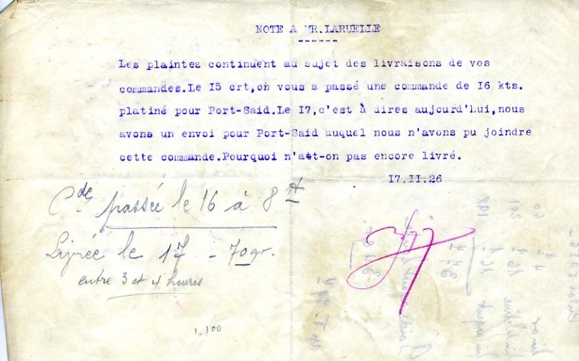 1926-11-17 M. Bougier à René Laruelle