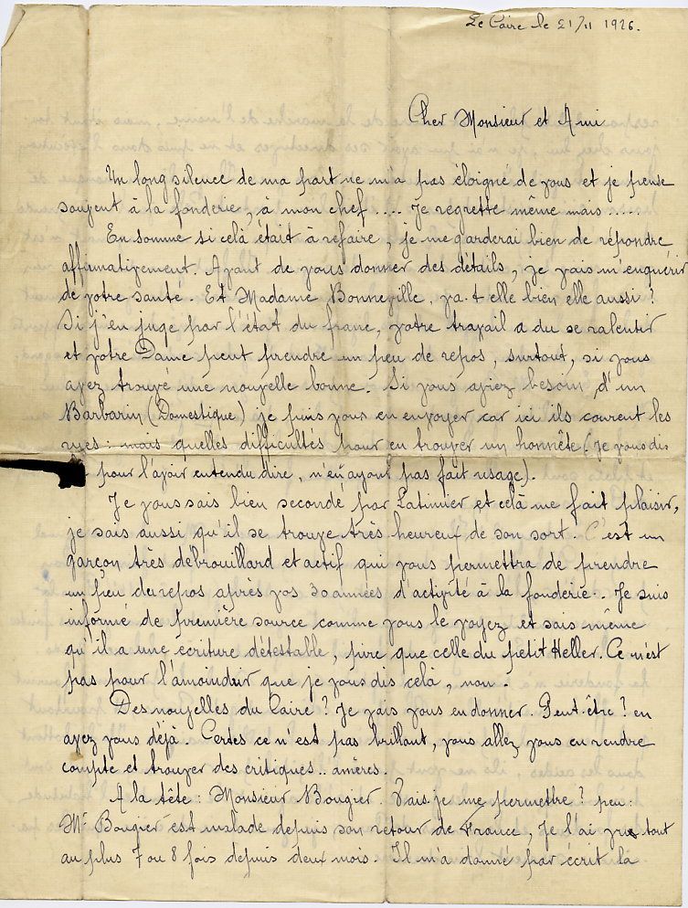 1926-11-21 M. René Laruelle à M. Bonneville 1