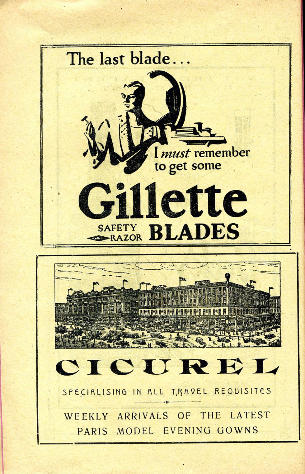 Gillette and Cicurel advertisement