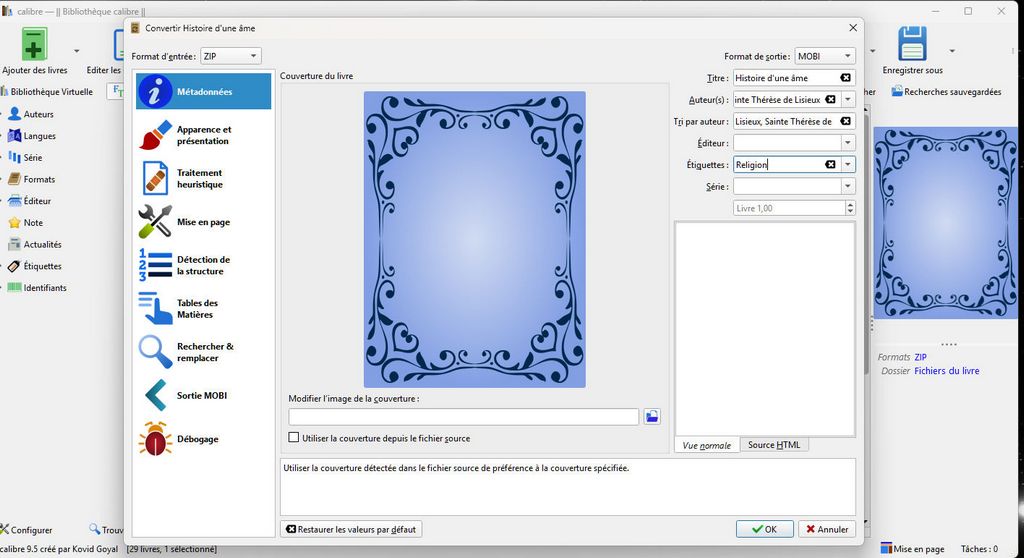 Calibre, paramètres 2