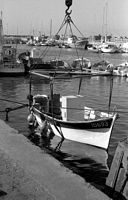 1974, mise à l'eau d'un Canot à Port Joinville